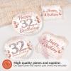 Greencian 96 Pcs 32nd Birthday Party Supplies for Women Serves 24 view 3
