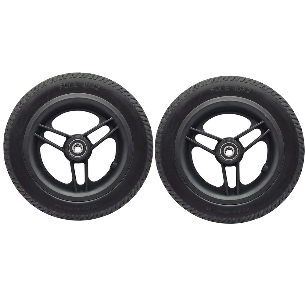10 inch Front Wheels for Electric Wheelchairs, 10x2 Polyurethane Solid Tires Wheelchair Wheel Replacement Caster Parts, 1/2" (12mm) Bearings