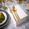 160 Piece Gold Hammered Plastic Cutlery Set with 100 Premium Linen-Feel Cloth-Like Airlaid Guest Towel Napkins, Disposable Party Bundle for Weddings & Events view 2