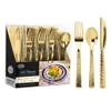 160 Piece Gold Hammered Plastic Cutlery Set with 100 Premium Linen-Feel Cloth-Like Airlaid Guest Towel Napkins, Disposable Party Bundle for Weddings & Events view 3