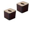1pc/2pcs-Nordic Style Plastic Tissue Box with Wooden Cover - Paper Box for Restaurants and Rooms - Tissue Storage(Black-2pcs) view 1