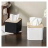 1pc/2pcs-Nordic Style Plastic Tissue Box with Wooden Cover - Paper Box for Restaurants and Rooms - Tissue Storage(Black-2pcs) view 3