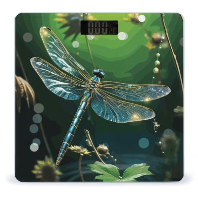 Dragonfly Green Digital Bathroom Scale for Body Weight with High Precision Digital Weighing Scale with BMI Clear LCD Display and Step-On Measures Weight Up to 180kg