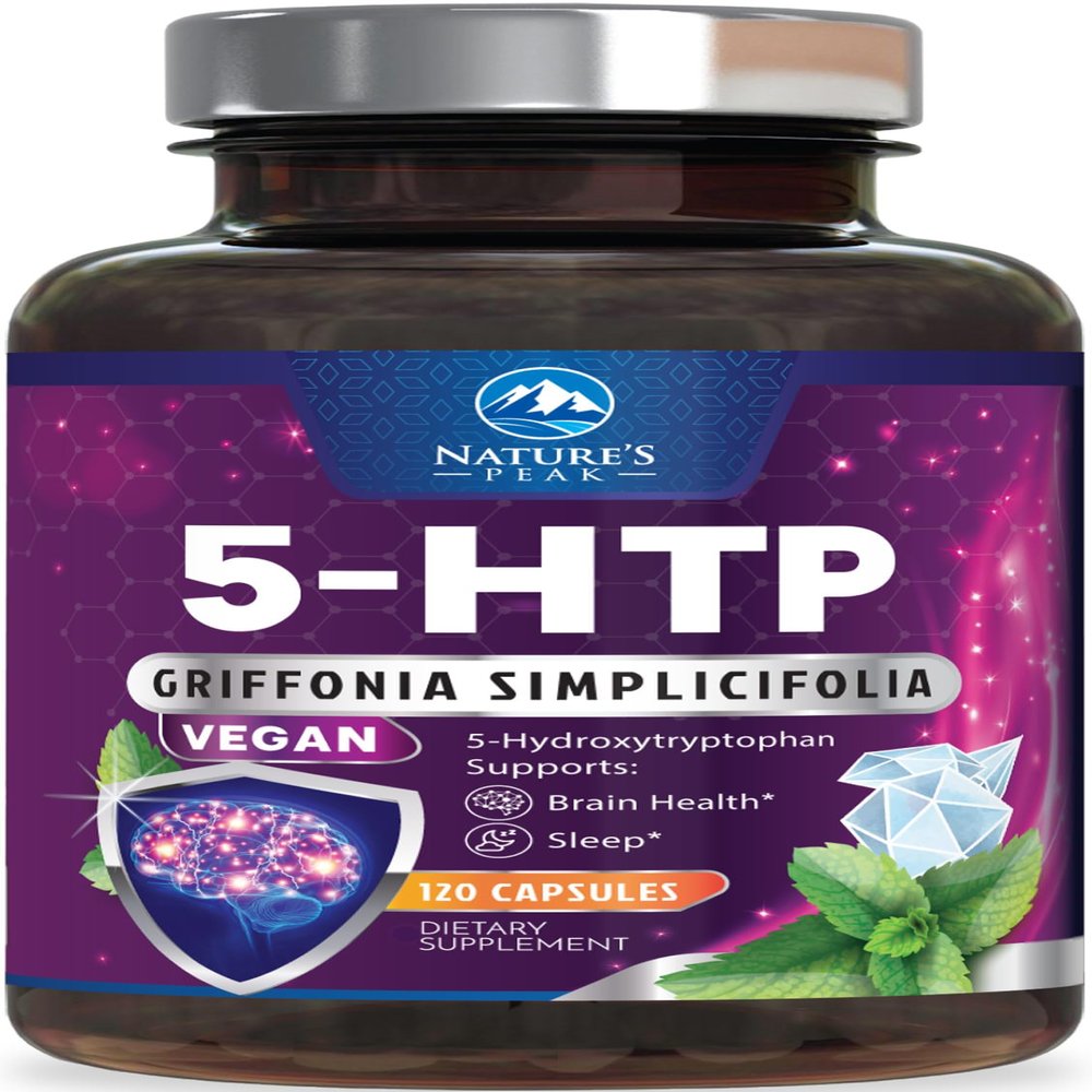 5-HTP Supplement - Extra Strength 5HTP (5-Hydroxytryptophan) Griffonia Simplicifolia 200mg Per Serving - 5HTP Supports Restful Sleep, Natural Calm, & Brain Health - Bottled in the USA - 120 Capsules