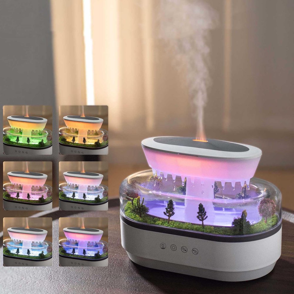 ACOTOBOW Raindrop 250ML Essential Oil Diffuser Aromatherapy Humidifier - Large Opening Tank, Natural White Noise, Colorful Lights, Fine Atomization, Quiet Operation for Bedroom/Living Room/Office