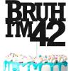 Bruh I'm 42Cake Topper Men's 42nd Birthday Happy Decoration, Cheers Brother 42 Birthday Party Decoration Number Flag Supplies (42nd) view 1