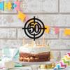 Shooting crosshair cake topper 50th shooting theme happy birthday target decoration, birthday party for men and women, shooting party, hunting party decoration supplies (50th) view 4