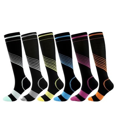 ZUIAI Compression Socks Colored Striped Pressure Socks Men's and Women's Athletic Stretch Socks(S/M)