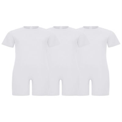 ACSUSS 3 Pack Special Needs Adaptive Clothing For Children Short Sleeve Autism Sensory Jumpsuit Anti-strip Romper White 16