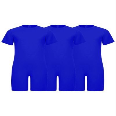 ACSUSS 3 Pack Special Needs Adaptive Clothing For Children Short Sleeve Autism Sensory Jumpsuit Anti-strip Romper Royal Blue 14