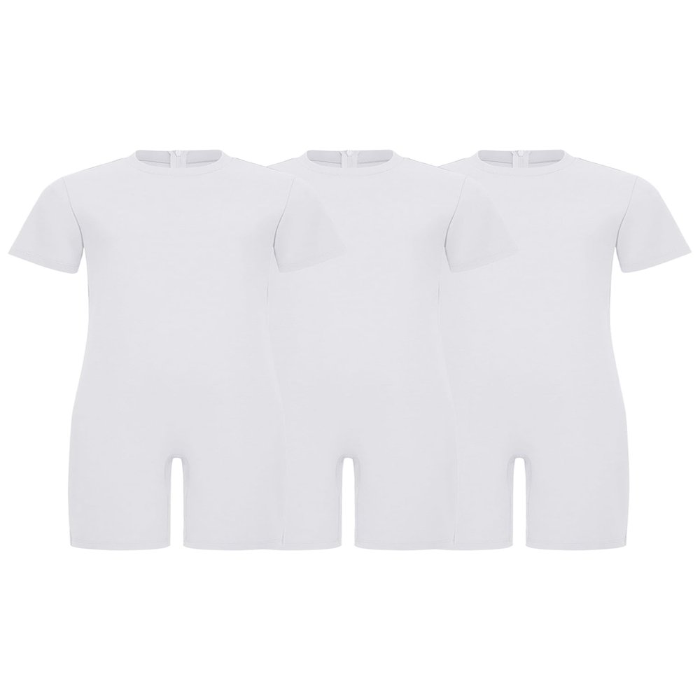 ACSUSS 3 Pack Special Needs Adaptive Clothing For Children Short Sleeve Autism Sensory Jumpsuit Anti-strip Romper White 12