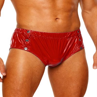 Riismen Adult Diaper Covers Waterproof PVC Incontinence Plastic Pants Washable Leakproof Underwear with Buckled Black Large