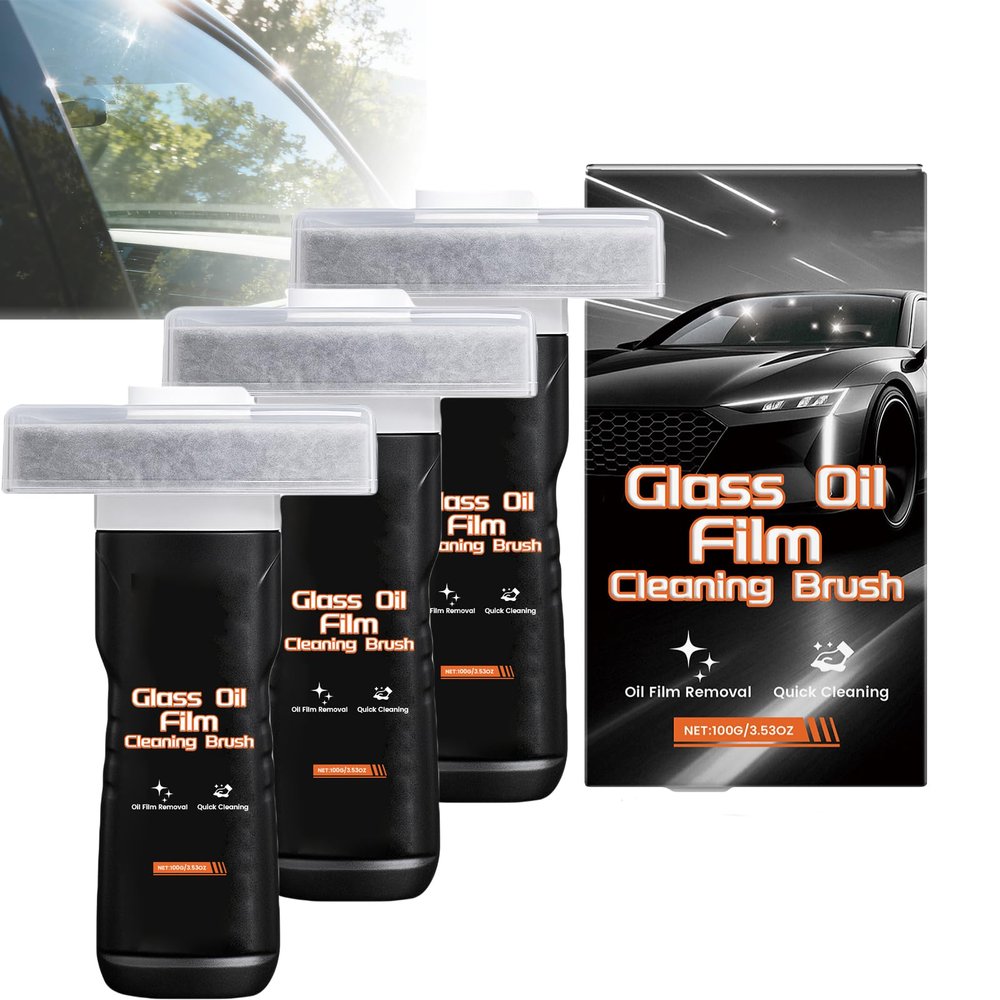 Coloday 2026 Handheld Glass Oil-Film Remover, Automotive Oil Film Cleaning Brush for Car Windows Windshields, Upgrade Glass Oil Film Remover for Car, Improve Windshield Clarity (3, 100ML)