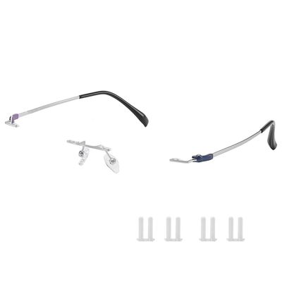 1 Pair Metal Frame Arms Pure Titanium Temple Rimless Glasses Legs and Stainless Steel Nose Bridge Glasses Replacement Temple Eyewear Frame Temple with Double Rubber Plug