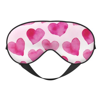 Watercolor Valentines Pink Heart Trendy Sleep Mask Eye Mask with Adjustable Strap, Eye Sleep Shade Cover Blocks Light for Women Men Airplane Travel Nap Meditation
