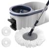 Spin Mop and Bucket System with180-Degree Rotating Head Telescopic Handle Dual Chamber Bucket Floor Cleaning Set with 3 Mop Refills Dual-Function Wringing Hand-Press and Foot-Pedal view 1