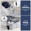 Spin Mop and Bucket System with180-Degree Rotating Head Telescopic Handle Dual Chamber Bucket Floor Cleaning Set with 3 Mop Refills Dual-Function Wringing Hand-Press and Foot-Pedal view 3