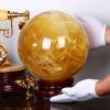 Natural Citrine Calcite Quartz Crystal Ball, Crystal Ball with Stand Crystal Healing Ball Sphere Natural Quartz Amber Healing Gemstone,100mm=3.93in view 2