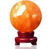 Natural Citrine Calcite Quartz Crystal Ball, Crystal Ball with Stand Crystal Healing Ball Sphere Natural Quartz Amber Healing Gemstone,100mm=3.93in view 4