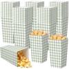 Geyoga 50 Pcs Sage Green Gingham Popcorn Boxes 6 x 3 x 2.4 in Plaid Popcorn Bucket Disposable Paper Party Candy Snack Containers for Movie Night Birthday Baby Shower Party Supplies view 1