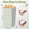 Geyoga 50 Pcs Sage Green Gingham Popcorn Boxes 6 x 3 x 2.4 in Plaid Popcorn Bucket Disposable Paper Party Candy Snack Containers for Movie Night Birthday Baby Shower Party Supplies view 2
