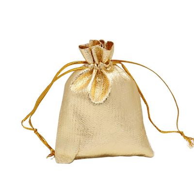 lasenersm 50 Pieces Mini Metallic Shiny Drawstring Gift Bags Party Favor Gift Bag Jewelry Bags Drawstring Pouches for Jewelry Candy Small Gifts Christmas Wedding Party Birthday, 2.76" x 3.54", Gold
