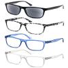 OLOMEE Large Reading Glasses Men +1.25 Oversized Square Wide Sunglasses Readers 4 Pack,Comfy Lightweight Cool Eyeglasses for Reading Flexible Spring Hinges for Big Head/Large Face view 1