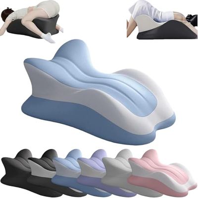 ZORNE Sweet Spot Pillow, Couples Chiro Monk Pillow, Ergonomically Contoured Support Pillow for Intimate Support and Back, Multi-Position Body Support Pillow (Blue & White)