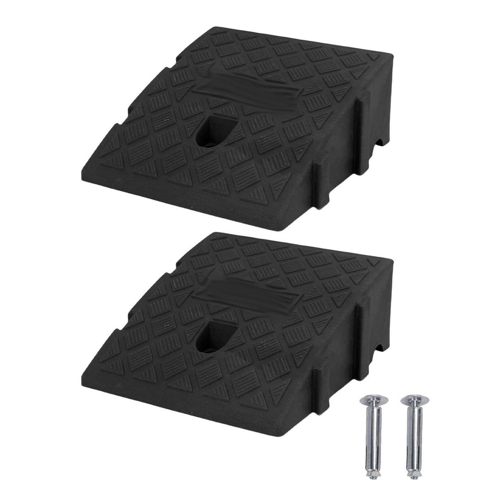 Jiawu PE Curb Ramp 2 Pack, 13cm Height 4409lbs Strong Load Capacity with Stable Grid Structure, Curbside Driveway Ramp for Car, Truck, Scooter, Bike, Motorcycle, Wheelchairs (52/29/15)