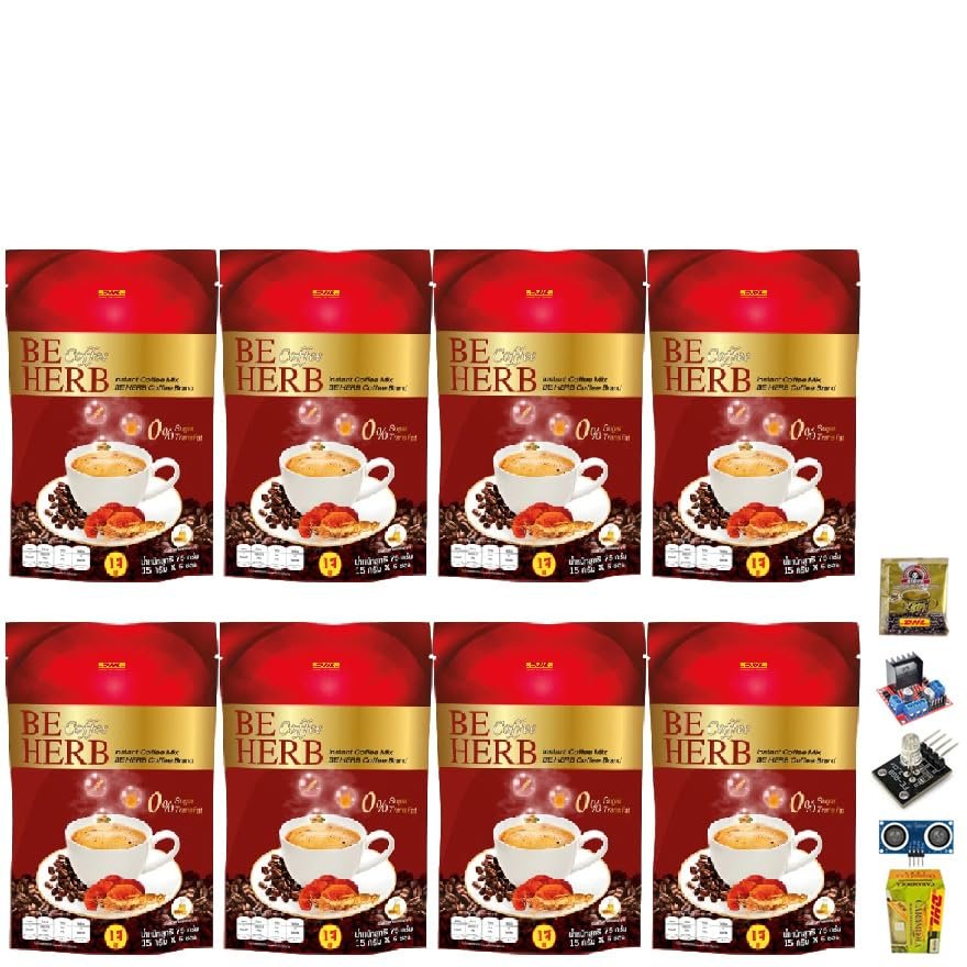 75 grams (5 Sachets) Roasted Delicious Mellow Intense BeHerbCoffee Instant Coffee Mix Healthy 18 in 1 Vegan Snack Set 8 By Beautygoodshop [Get Free For You Beauty Gifts]