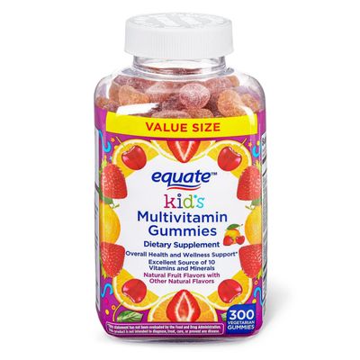 AGILIPET Equate Kids Multivitamin Gummies, Complete Daily Multivitamin for Children 2+, Natural Fruit Flavor, 300 Count Vegetarian Sticker