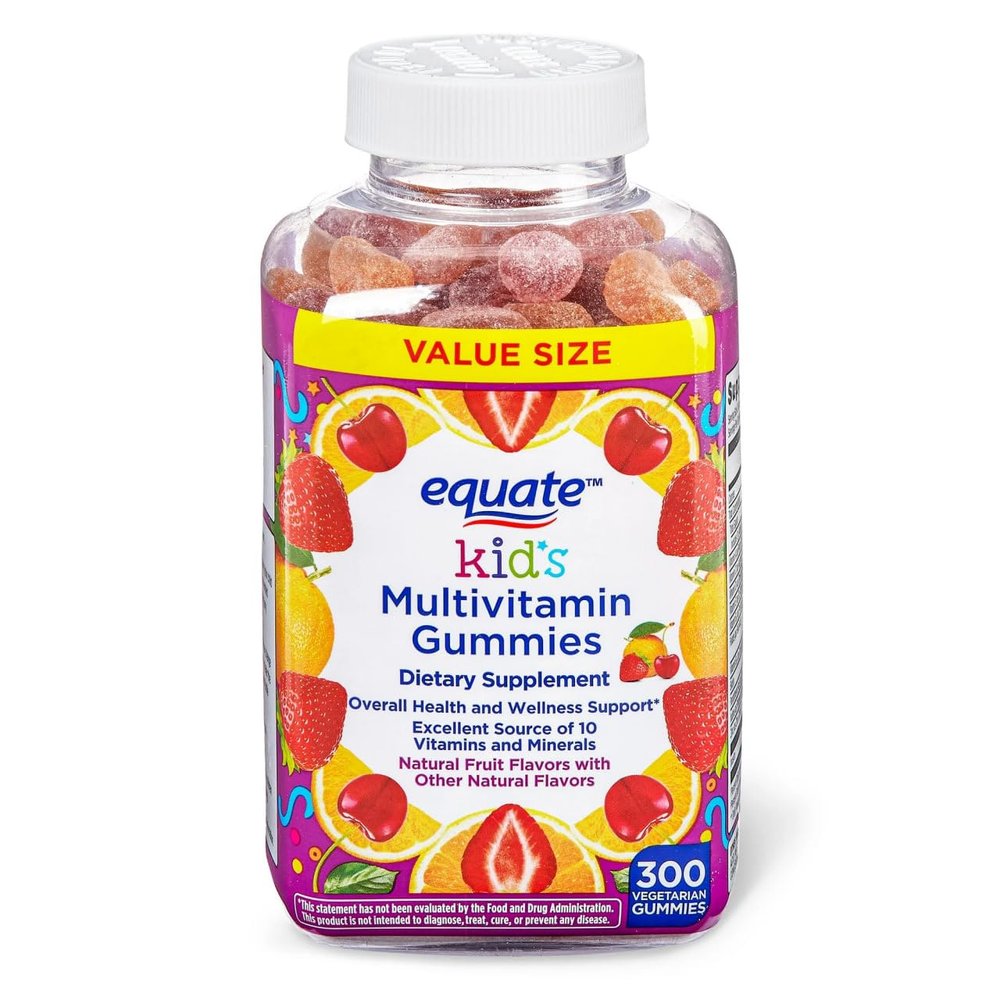 AGILIPET Equate Kids Multivitamin Gummies, Complete Daily Multivitamin for Children 2+, Natural Fruit Flavor, 300 Count Vegetarian Sticker