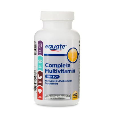 AGILIPET Equate Complete Multivitamin for Men 50+, Daily Multimineral Supplement Tablets, 200 Count Sticker