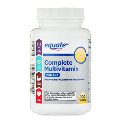 AGILIPET Equate Complete Multivitamin for Men 50+, Daily Multimineral Supplement Tablets, 100 Count Sticker