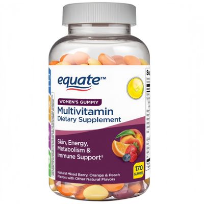 AGILIPET Equate Women's Multivitamin Gummies, Daily Complete Multivitamin for Adult Women, Mixed Berry Orange Peach Flavor, 170 Count Sticker