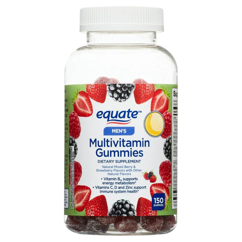 AGILIPET Equate Men's Multivitamin Gummies, Daily Multivitamin for Adult Men, Mixed Berry & Strawberry Flavor, 150 Count (75 Servings) Sticker