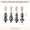 MACKENZIE-CHILDS Set of 4 Party Spreaders, Metal Butter and Charcuterie-Board Utensils, Black-and-White Courtly Check view 2