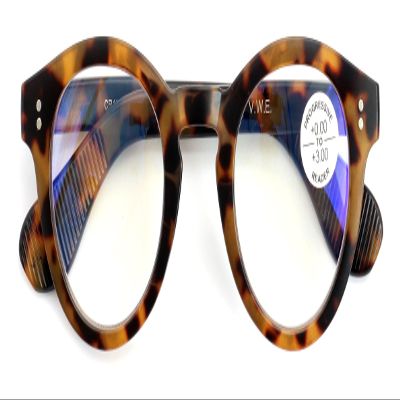 V.W.E. Round Progressive Reading Glasses - Clear Zero Power on Top - No Bubble or Line - Anti Blue Reader CR19 (Tortoise, 1.75, x)