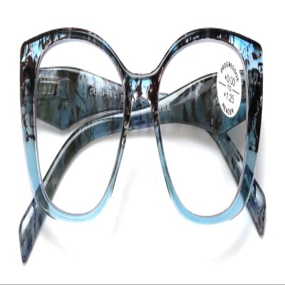 V.W.E. Women Floral Progressive Reading Glasses - Zero Power On Top - No Line Or Bubble Clear Reader CR11 (Blue, 1.75, x)