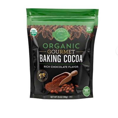 Organic Dutch Processed Baking Cocoa, 25 oz, Gourmet Dark Cocoa Powder, Gluten-Free, Resealable Bag