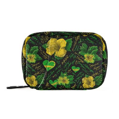 Weekly Pill Organizer with Travel Small Pill Case AM PM 7 Day Removable Cute Pill Box Vitamin Holder Organizer 2 Times a Day Pill Container for Purse Medication Jamaican Flowers Green Yellow
