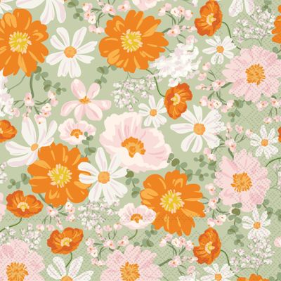 IHR Ideal Home Range Lunch Napkins Disposable 3-Ply Paper Party Supplies, 6.5" x 6.5", Bouquet Beauty (Sage), 20-Count