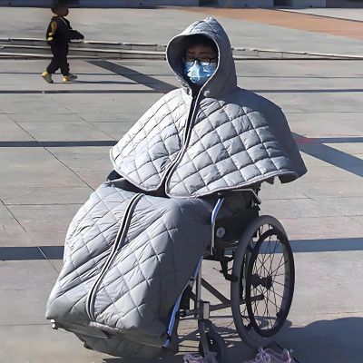 DOJBK Waterproof Windproof Winter Wheelchair Full Body Warm Cover, with Anti-Stain Shoe Covers, Outdoor Fleece Lined Wheelchair Blanket, for Elderly Patients and Disabled People