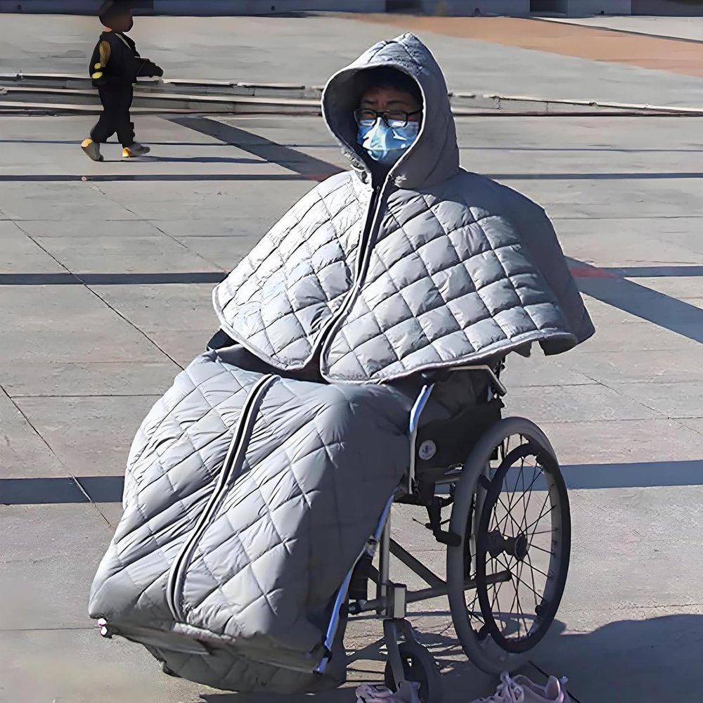 DOJBK Waterproof Windproof Winter Wheelchair Full Body Warm Cover, with Anti-Stain Shoe Covers, Outdoor Fleece Lined Wheelchair Blanket, for Elderly Patients and Disabled People