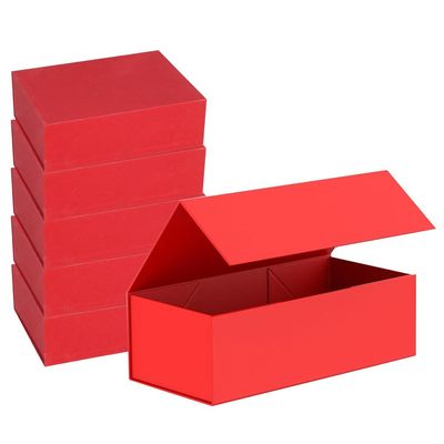 6 Pack Rectangle Collapsible Gift Box 10.2X7.5X3.1 Inch, Red Gift Boxes for Presents with Magnetic Closure Lid, for Wedding, Christmas, Birthdays, Mother's Day