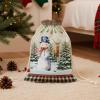 Snowman Christmas Gift Bags with Drawstring Holiday Xmas Reusable Bag Xmas Tree Ball Farmhouse Plaid Elk Christmas Bags for Gift Wrapping Party Favors Santa Stocking for Family 11.8"x15.7" 5 PCS view 2