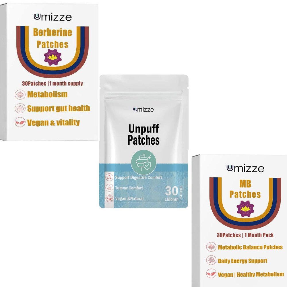 Berberine Patches+Unpuff Patches+MB Patches 3-in-1 setMetabolism Support gut health Veyan & vitality,Support Digestive Comfor Tummy Comfort Vegan &Natural,Balance Patches Daily Energy
