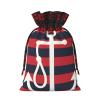 WAYOQI Red Black White Nautical Anchor Christmas Gift Bag Holiday Present Wrapping Party Reusable Presents Wrapping Bags Supplies view 2