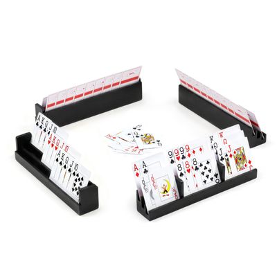 Srillollar Playing Card Holder for Seniors Adults, Set of 4 Widen Card Slots Card Holders for Playing Cards, Wooden Cards Holder with Detachable Divider for Card Game Bridge Canasta Strategy