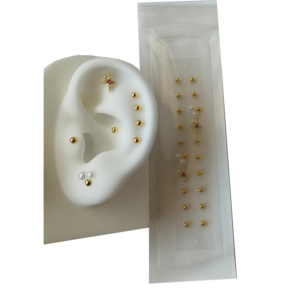 TTOBHF Portable Ear Seeds Acupuncture Kit, Calm Pops Acupressure Ear Seeds, Retro Pearl Ear Seeding Kit for Relaxation, Gentle Facial Depuffing Relief Facial Tools(20pcs/E)